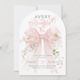 Invitación Chicas de Bowtiful One First Birthday Floral Bow