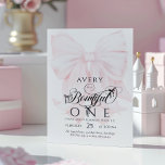 Invitación Chicas de Bowtiful One First Birthday Pink Bow<br><div class="desc">Chicas de Bowtiful One First Birthday Pink Bow</div>