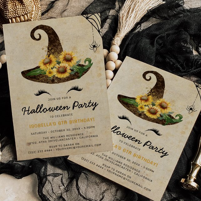Invitación Chicas de brujas de Halloween niños cumpleaños ama (Subido por el creador)