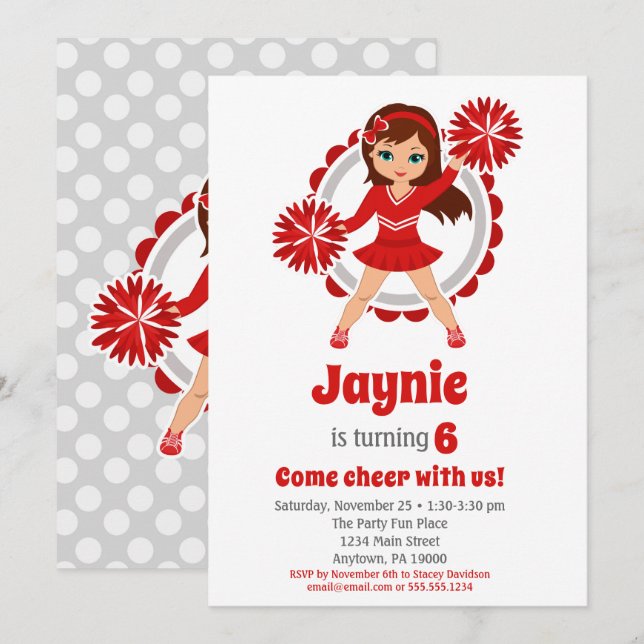 Invitación Chicas de Brunette animan cumpleaños (Anverso / Reverso)