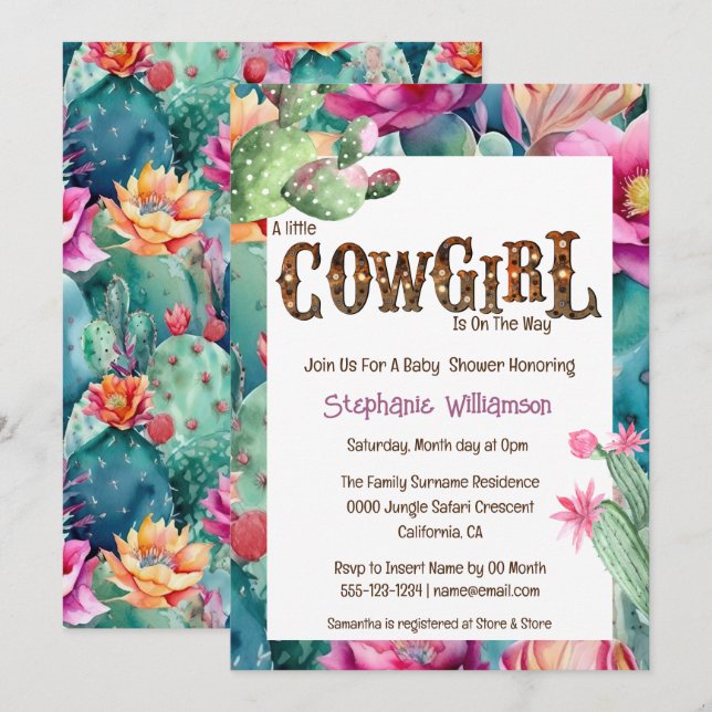 Invitación Chicas de cactus del desierto de cowgirl occidenta (Anverso / Reverso)