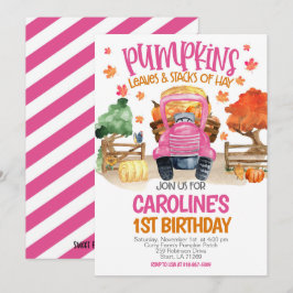 Invitación Chicas de calabaza rosa de otoño cumpleaños
