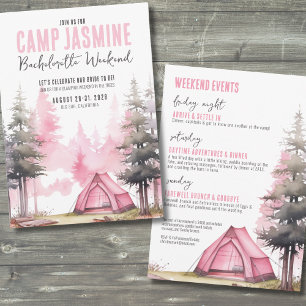 Invitación Chicas de Campamento Fin de Semana Despedida de So