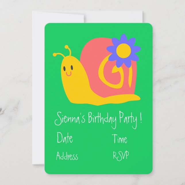 Invitación Chicas de caracoles lindos fiestas de cumpleaños (Anverso)