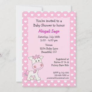 Invitación Chicas de Corazón y Ponía Cute Baby Shower
