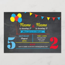 Invitación Chicas de cumpleaños de color primarios Invitan a