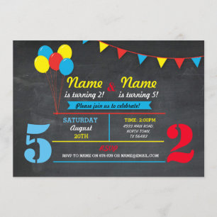Invitación Chicas de cumpleaños de color primarios Invitan a 