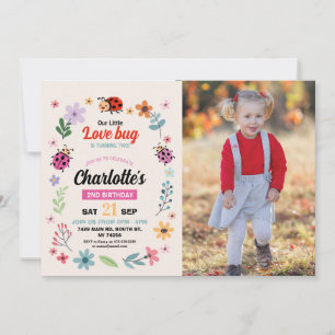 Invitación Chicas de cumpleaños de Lovebug aman fotos de Bug 