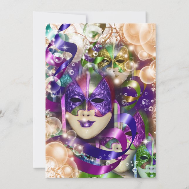 Invitación chicas de cumpleaños de mascarada PERSONALIZAN (Anverso)