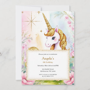 Invitación Chicas de cumpleaños de Sparkle y Shine Unicornio