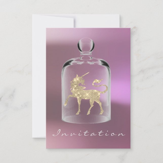 Invitación Chicas de cumpleaños de Unicornio desalojan a Fies (Anverso)