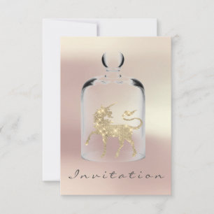 Invitación Chicas de cumpleaños de Unicornio retiran oro a Ro