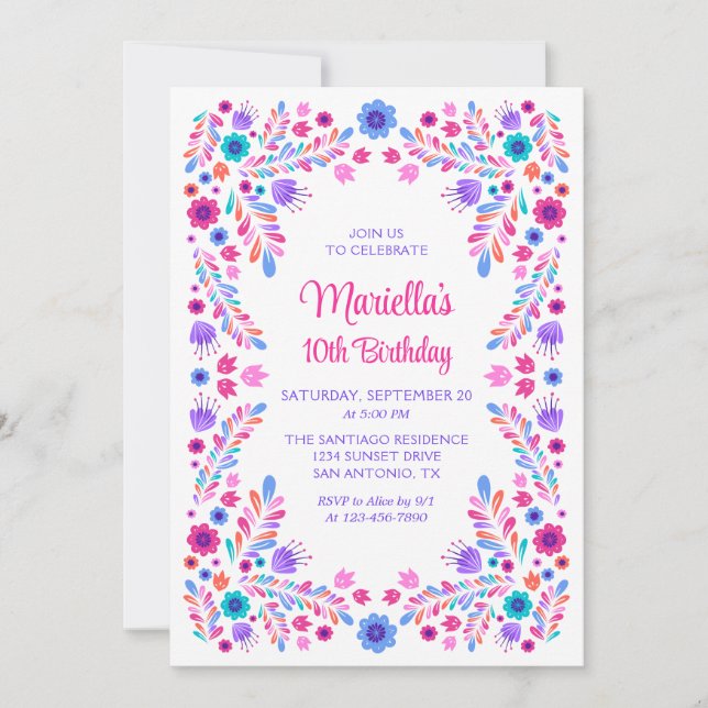 Invitación Chicas de Cumpleaños Fiesta (Anverso)