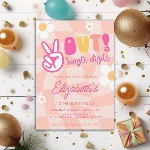 Invitación Chicas de dígitos únicos de Peace Out Décima Fiest