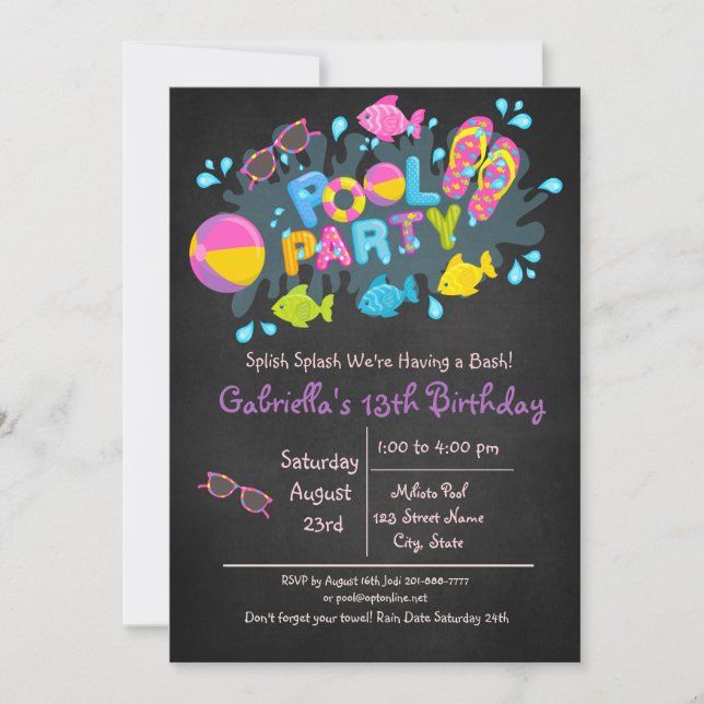 Invitación Chicas De Disminución Vengan A Nuestro Fiesta De B (Anverso)