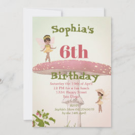 Invitación Chicas de Fe Edad Cabello Oscuro Cuta Verde Cumple