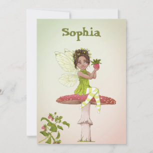 Invitación Chicas de Fe Edad Cabello Oscuro Cuta Verde Cumple