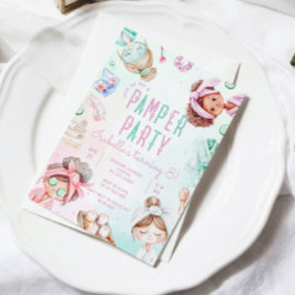Invitación Chicas de fiesta de glamour Pamper Salon Cumpleaño