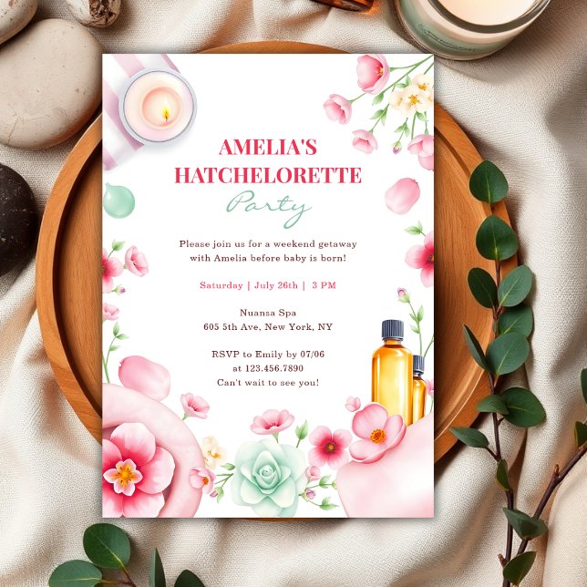 Invitación Chicas de fin de semana de Spa relajante Fiesta de (Relaxing Spa Girls Weekend Hatchelorette Party Invitation)