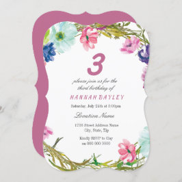 Invitación Chicas de flores de colores 3456 años