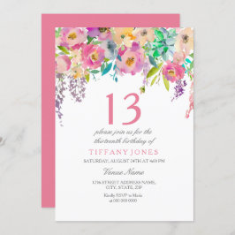Invitación Chicas de Flores Pastel Watercolor