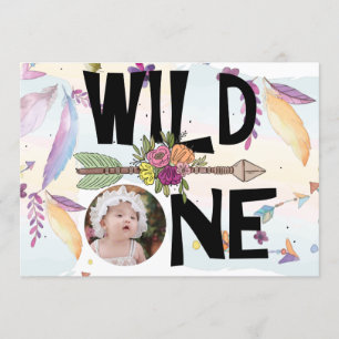 Invitación Chicas de foto de Wild One Boho