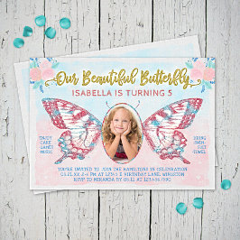Invitación Chicas de fotos de mariposa acribillan fiesta de c