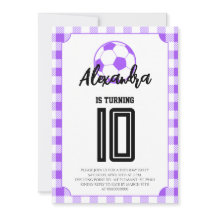 Chicas de fútbol con gingham morado Cumpleaños