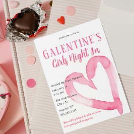 Invitación Chicas de Galentine en el corazón rosado por invit
