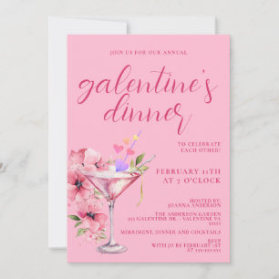 Invitación Chicas de Galentines Rosa Noche Fiesta de cócteles