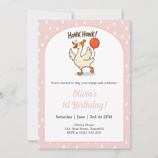 Invitación Chicas de ganso lindo 1er cumpleaños (Anverso)