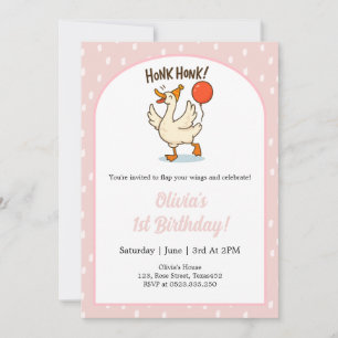 Invitación Chicas de ganso lindo 1er cumpleaños