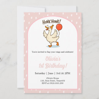 Invitación Chicas de ganso lindo 1er cumpleaños