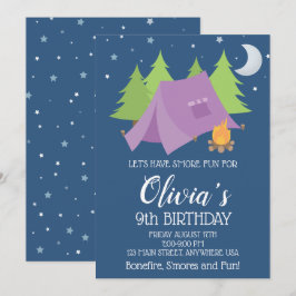 Invitación Chicas de Glamping Cumpleaños de pijamada de campi