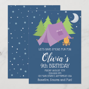 Invitación Chicas de Glamping Cumpleaños de pijamada de campi