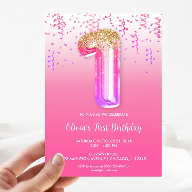 Invitación Chicas de globo de Relieve metalizado de oro morad (Subido por el creador)