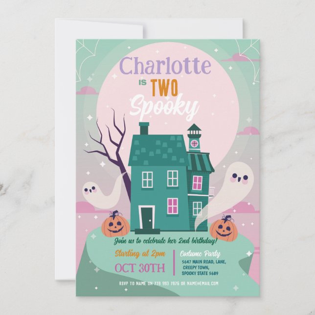 Invitación Chicas de Halloween 2º Fiesta de la casa de los do (Anverso)