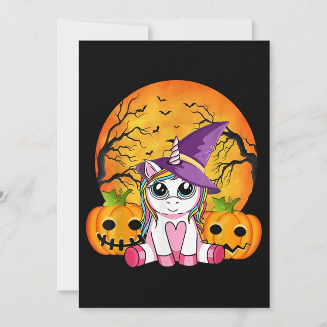 Invitación Chicas de Halloween malhumorados unicornio Hallowe (Anverso)
