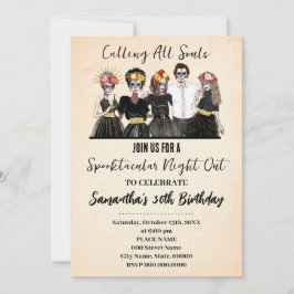 Invitación Chicas de Halloween Noche fuera Día del Cumpleaños