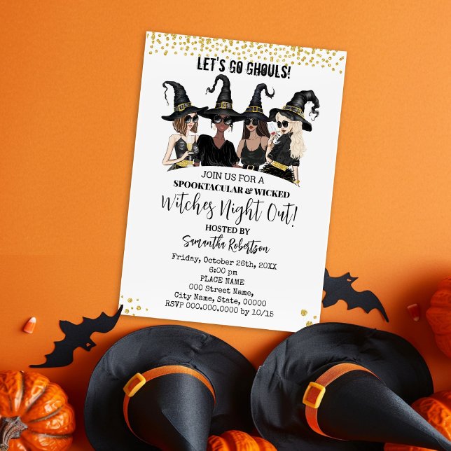Invitación Chicas de Halloween Noche fuera Fiesta de brujas (Subido por el creador)