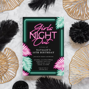 Invitación Chicas de imitación modernos y neones nocturno cum