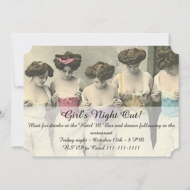 Invitación Chicas de inspección noche fuera (Anverso)