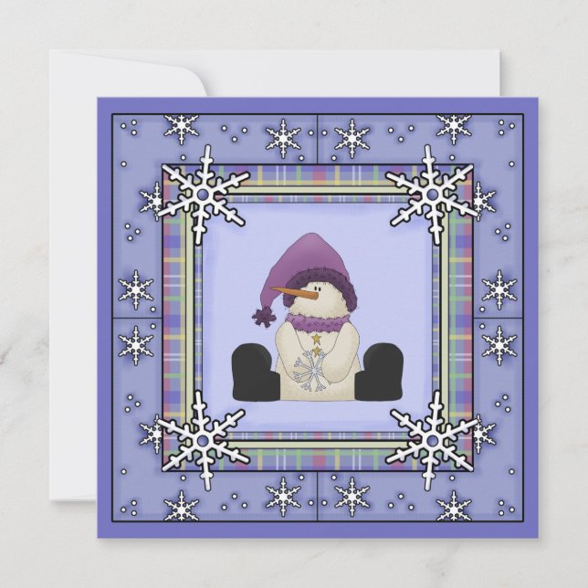 Invitación Chicas de invierno Snowman y Snowflakes Baby Showe (Anverso)