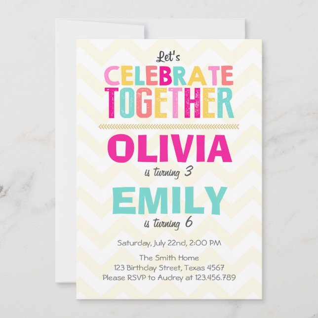 Invitación Chicas de invitados a la fiesta de cumpleaños geme (Anverso)