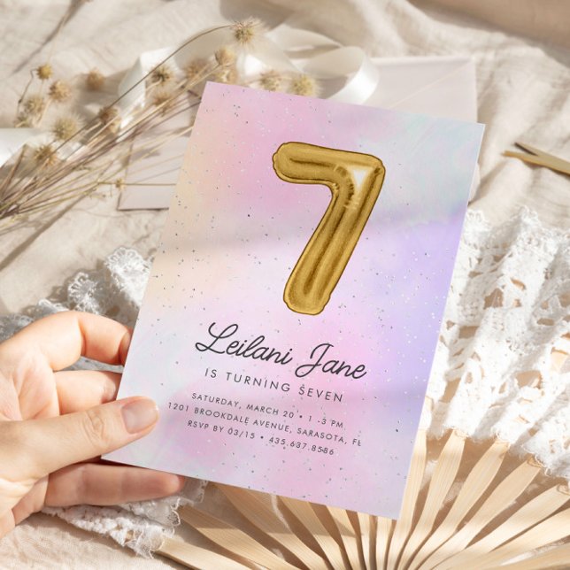 Invitación Chicas de la acuarela de Candy Cotton 7 Balón de c (Subido por el creador)