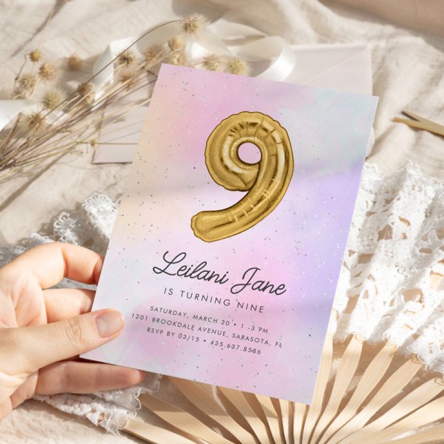 Invitación Chicas de la acuarela de Candy Cotton 9 Balón de c (Subido por el creador)