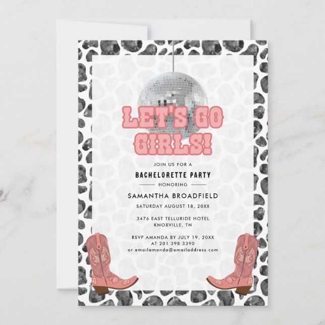 Invitación Chicas de la Bachelorette de Discoteca Let's Go (Anverso)