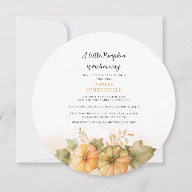 Invitación Chicas de la caída de calabaza Baby Shower hojas d (Anverso)