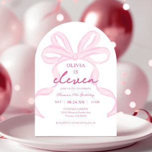 Invitación Chicas de la Coqueta de Bow Rosado 11º Arco Partid