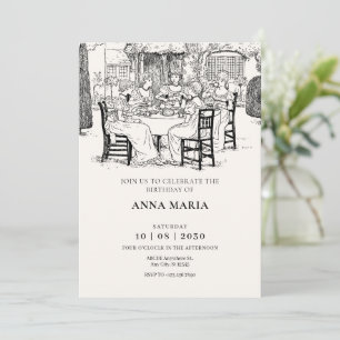 Invitación Chicas de la época tomando té